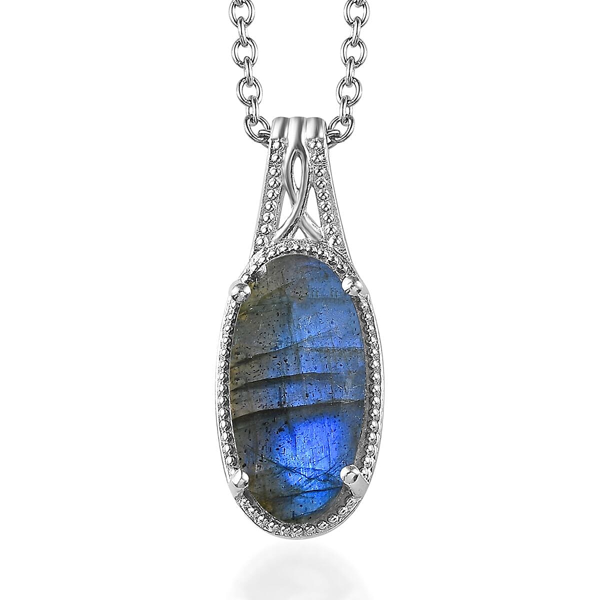 Karis Malagasy Labradorite Pendant in Platinum Bond with Stainless Steel Necklace 20 Inches 4.50 ctw