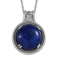 Lapis Lazuli Pendant in Platinum Over Copper with Stainless Steel Necklace 20 Inches 14.00 ctw - Sticky add to cart bar