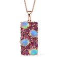 Ethiopian Welo Opal, Multi Gemstone Pendant Necklace (20 Inches) in Vermeil RG Over Sterling Silver - Sticky add to cart bar