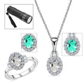 Mexican Hyalite Opal and White Zircon Halo Ring (Size 6.0) and Pendant Necklace 20 Inches in Platinum Over Sterling Silver 2.00 ctw - Sticky add to cart bar