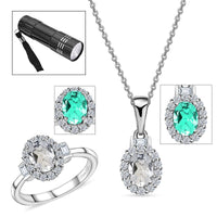 Mexican Hyalite Opal and White Zircon Halo Ring (Size 6.0) and Pendant Necklace 20 Inches in Platinum Over Sterling Silver 2.00 ctw