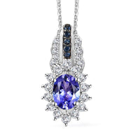 Tanzanite and Multi Gemstone Pendant Necklace 20 Inches in Platinum Over Sterling Silver 1.95 ctw