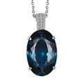 London Blue Topaz and Diamond Pendant Necklace 20 Inches in Platinum Over Sterling Silver 25.10 ctw - Sticky add to cart bar