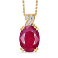 TLV Niassa Ruby (FF), Diamond Pendant Necklace (20 Inches) in Vermeil YG Over Sterling Silver 14.25 ctw - Sticky add to cart bar