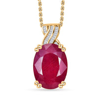 TLV Niassa Ruby (FF), Diamond Pendant Necklace (20 Inches) in Vermeil YG Over Sterling Silver 14.25 ctw