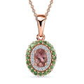 Premium Blush Tourmaline, Multi Gemstone Double Halo Pendant Necklace (20 Inches) in Vermeil RG Over Sterling Silver - Sticky add to cart bar