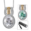 Mexican Hyalite Opal and Multi Gemstone Halo Pendant Necklace 20 Inches in Vermeil YG and Platinum Over Sterling Silver with Free UV Flash Light 2.90 ctw - Sticky add to cart bar