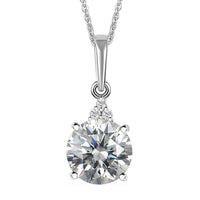 Moissanite (Rnd 8mm) Pendant Necklace (20 Inches) in Platinum Over Sterling Silver 1.80 ctw
