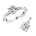 Moissanite Ring (Size 5.0) and Pendant in Platinum Over Sterling Silver 1.60 ctw - Sticky add to cart bar