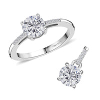 Moissanite Ring (Size 5.0) and Pendant in Platinum Over Sterling Silver 1.60 ctw