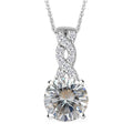 Moissanite (Rnd 9mm) Pendant Necklace (20 Inches) in Platinum Over Sterling Silver 3.15 ctw - Sticky add to cart bar