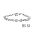 Simulated Diamond 14.20 ctw Earrings and Bracelet in Rhodium Over Sterling Silver - Sticky add to cart bar