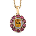 Brazilian Heliodor and Multi Gemstone Floral Pendant Necklace 20 Inches in Vermeil Yellow Gold Over Sterling Silver 3.35 ctw - Sticky add to cart bar