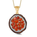 Crimson Fire Opal, Brown and White Zircon Pendant Necklace (20 Inches) in Vermeil YG Over Sterling Silver - Sticky add to cart bar