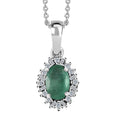 Kagem Zambian Emerald and Diamond Halo Pendant Necklace 20 Inches in Platinum Over Sterling Silver 0.50 ctw - Sticky add to cart bar