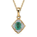 Kagem Zambian Emerald and White Zircon Pendant Necklace 20 Inches in Vermeil Yellow Gold Over Sterling Silver 0.50 ctw - Sticky add to cart bar