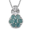 Premium Grandidierite and White Zircon Floral Pendant Necklace 20 Inches in Platinum Over Sterling Silver 1.50 ctw - Sticky add to cart bar
