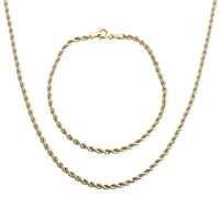 Seta Corda Italian 2.7mm Chain Bracelet (7.50In) and Necklace in 10K Yellow Gold 5.65 Grams 24 Inches