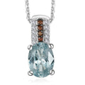 Aqua Kyanite, White and Brown Zircon Pendant Necklace 20 Inches in Platinum Over Sterling Silver 1.00 ctw - Sticky add to cart bar