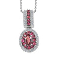 Ouro Fino Rubellite and Moissanite Double Halo Pendant Necklace 20 Inches in Platinum Over Sterling Silver 1.25 ctw - Sticky add to cart bar