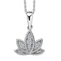 Mother’s Day Gift Moissanite Lotus Pendant Necklace 20 Inches in Platinum Over Sterling Silver 0.20 ctw - Sticky add to cart bar