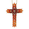 Shade of Fire Opal Floral Cross Pendant Necklace 20 Inches in Vermeil Yellow Gold Over Sterling Silver 5.15 ctw - Sticky add to cart bar