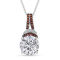 TLV Moissanite (Rnd 10 mm), Red Sapphire Pendant Necklace (20 Inches) in Platinum Over Sterling Silver 4.50 ctw - Sticky add to cart bar