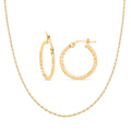 1.50mm Rope Chain Necklace and Diamond-Cut Hoop Earrings in 14K Yellow Gold 22 Inches 3 Grams - Sticky add to cart bar