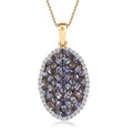 Tanzanite and White Zircon Cluster Pendant Necklace 20 Inches in Vermeil Yellow Gold Over Sterling Silver 4.25 ctw - Sticky add to cart bar