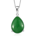 Green Jade Pendant Necklace (20 Inches) in Platinum Over Sterling Silver 16.40 ctw - Sticky add to cart bar