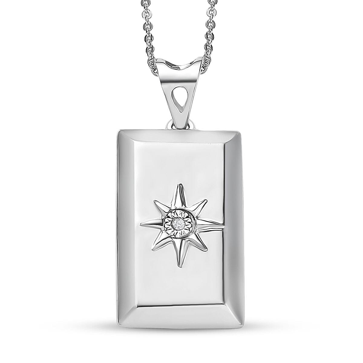 Diamond Accent Bar Pendant Necklace 20 Inches in Platinum Over Sterling Silver
