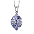 Tanzanite Elongated Pendant Necklace 20 Inches in Platinum Over Sterling Silver 1.70 ctw - Sticky add to cart bar