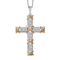 Moissanite XO Pendant Necklace 20 Inches in Vermeil YG and Platinum Over Sterling Silver 1.00 ctw