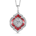 Moissanite (Rnd 8mm), Green Enameled Pendant Necklace (20 Inches) in Platinum Over Sterling Silver 2.75 ctw - Sticky add to cart bar
