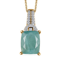 Premium Grandidierite and White Zircon Pendant Necklace 20 Inches in Vermeil Yellow Gold Over Sterling Silver 3.60 ctw