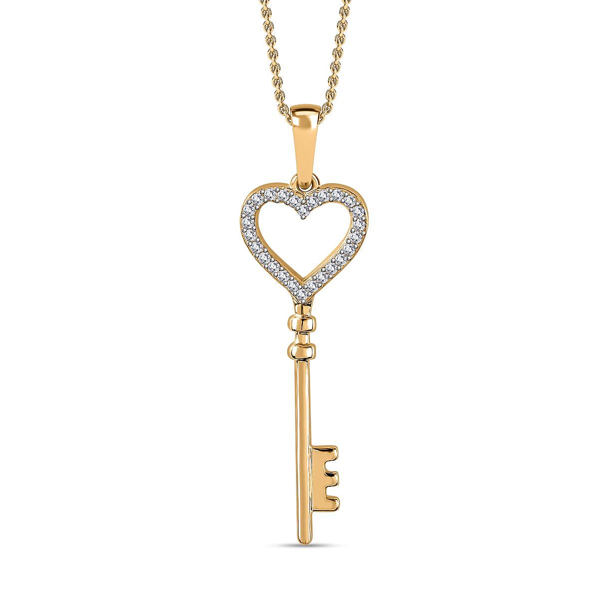 Moissanite Pendant Necklace (20 Inches) in Vermeil YG Over Sterling Silver 0.20 ctw