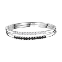 Set of 2 Thai Black Spinel and White Zircon Bangle Bracelet in Stainless Steel (6.50 In) 3.85 ctw