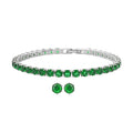Simulated Green Diamond Earrings and Bracelet in Silvertone 3.00 ctw - Sticky add to cart bar