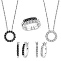 6 Piece Set - Thai Black Spinel, White Zircon Earrings, Ring (Size 5) and Pendant Necklace (20 Inches) in Stainless Steel 9.00 ctw - Sticky add to cart bar