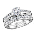 Moissanite (Rnd 6mm) Set of 2 Stackable Ring in Platinum Over Sterling Silver (Size 6.0) 1.50 ctw - Sticky add to cart bar