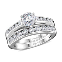 Moissanite (Rnd 6mm) Set of 2 Stackable Ring in Platinum Over Sterling Silver (Size 6.0) 1.50 ctw