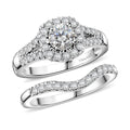 Moissanite (Rnd 5mm) Stackable Set of 2 Ring in Platinum Over Sterling Silver (Size 6.0) 1.10 ctw - Sticky add to cart bar