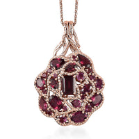 GP Italian Garden Collection Premium Orissa Rhodolite Garnet 6.75 ctw Pendant Necklace 20 Inches in Vermeil Rose Gold Over Sterling Silver
