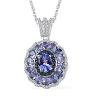 TLV Mozambique Ruby, Multi Gemstone Cocktail Pendant Necklace (20 Inches) in Platinum Over Sterling Silver 4.75 ctw