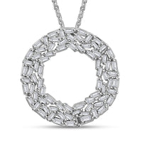 Diamond Circle Pendant Necklace 20 Inches in Platinum Over Sterling Silver 0.50 ctw