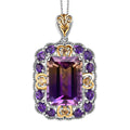 AAA Anahi Ametrine and Multi Gemstone Halo Pendant Necklace 20 Inches in Vermeil YG and Platinum Over Sterling Silver 18.40 ctw - Sticky add to cart bar