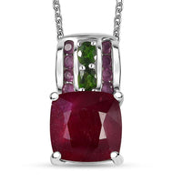 Niassa Ruby (FF) and Chrome Diopside Pendant Necklace 20 Inches in Platinum Over Sterling Silver 11.25 ctw