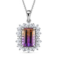 AAA Anahi Ametrine and White Zircon Pendant Necklace 20 Inches in Platinum Over Sterling Silver 10.10 ctw - Sticky add to cart bar