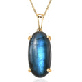 Malagasy Labradorite Solitaire Pendant in Sterling Silver with Stainless Steel Necklace (20 Inches) 30.00 ctw - Sticky add to cart bar