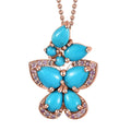 Sleeping Beauty Turquoise and Madagascar Pink Sapphire Butterfly Pendant Necklace 20 Inches in Vermeil Rose Gold Over Sterling Silver 3.30 ctw - Sticky add to cart bar